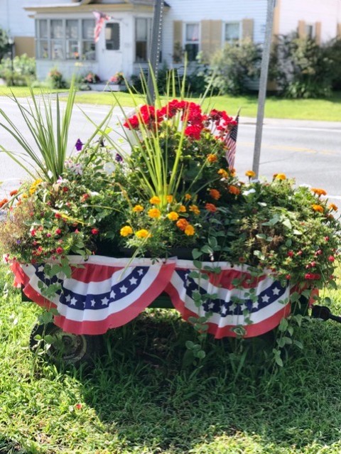 wagon of flowers side