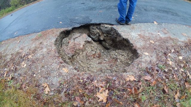 hole on edge of road