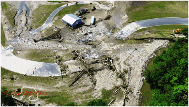 aerial of track damage