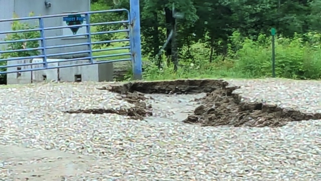 hole in gravel road