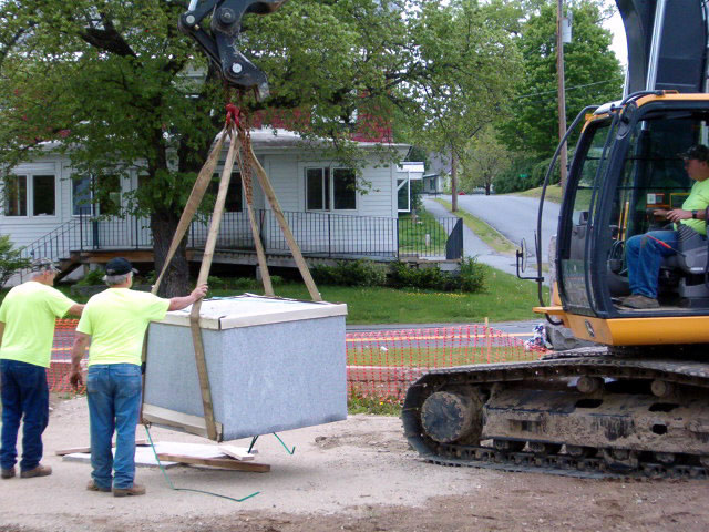 placing memorial base