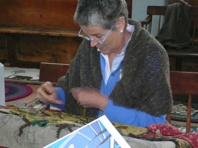 rug hooking in progress