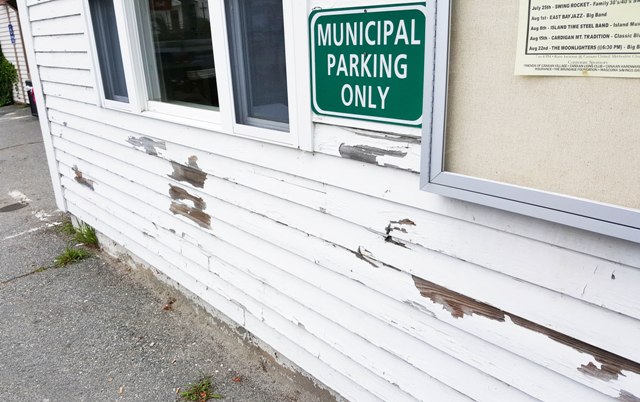 peeling paint at town office