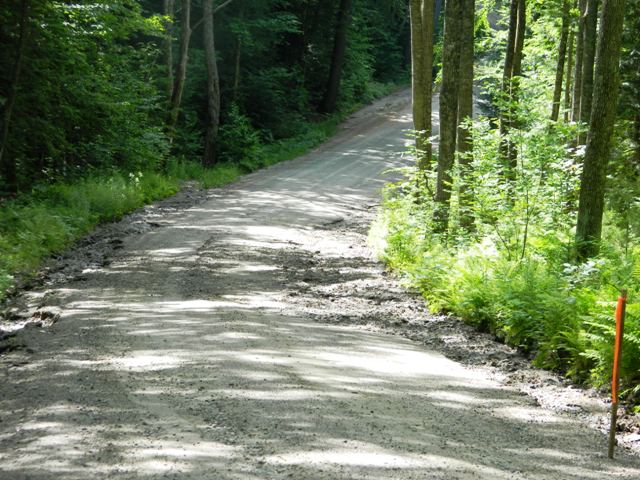 gravel and mud washed into roadway