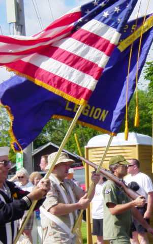 flag bearers leading parade