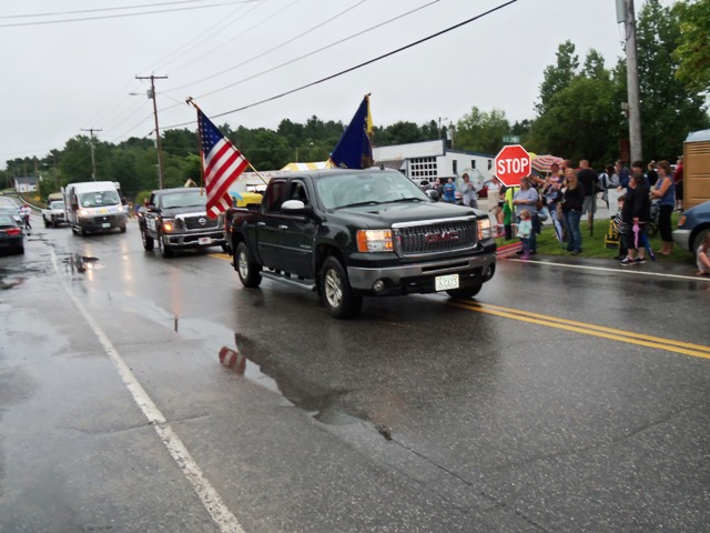 trucks with flags